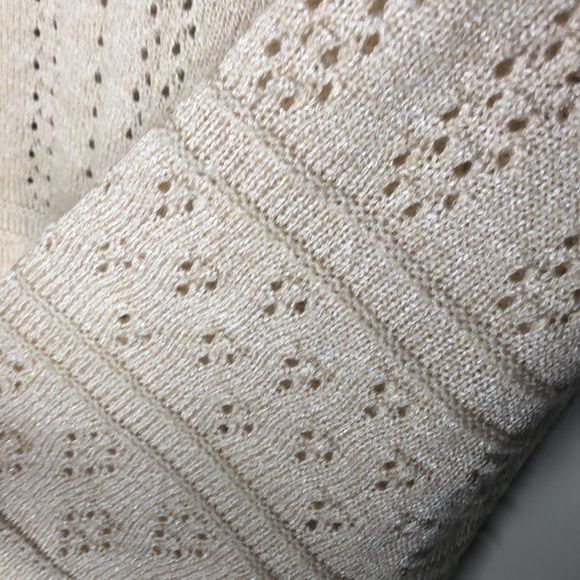 VINTAGE MISS PERNILLA Champagne Delicate Knit Open Cardigan Sweater Size 12 - Picture 3 of 16